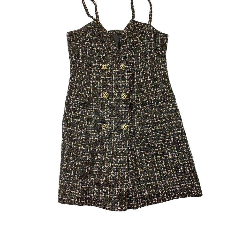 Black and Gold Tweed Dress